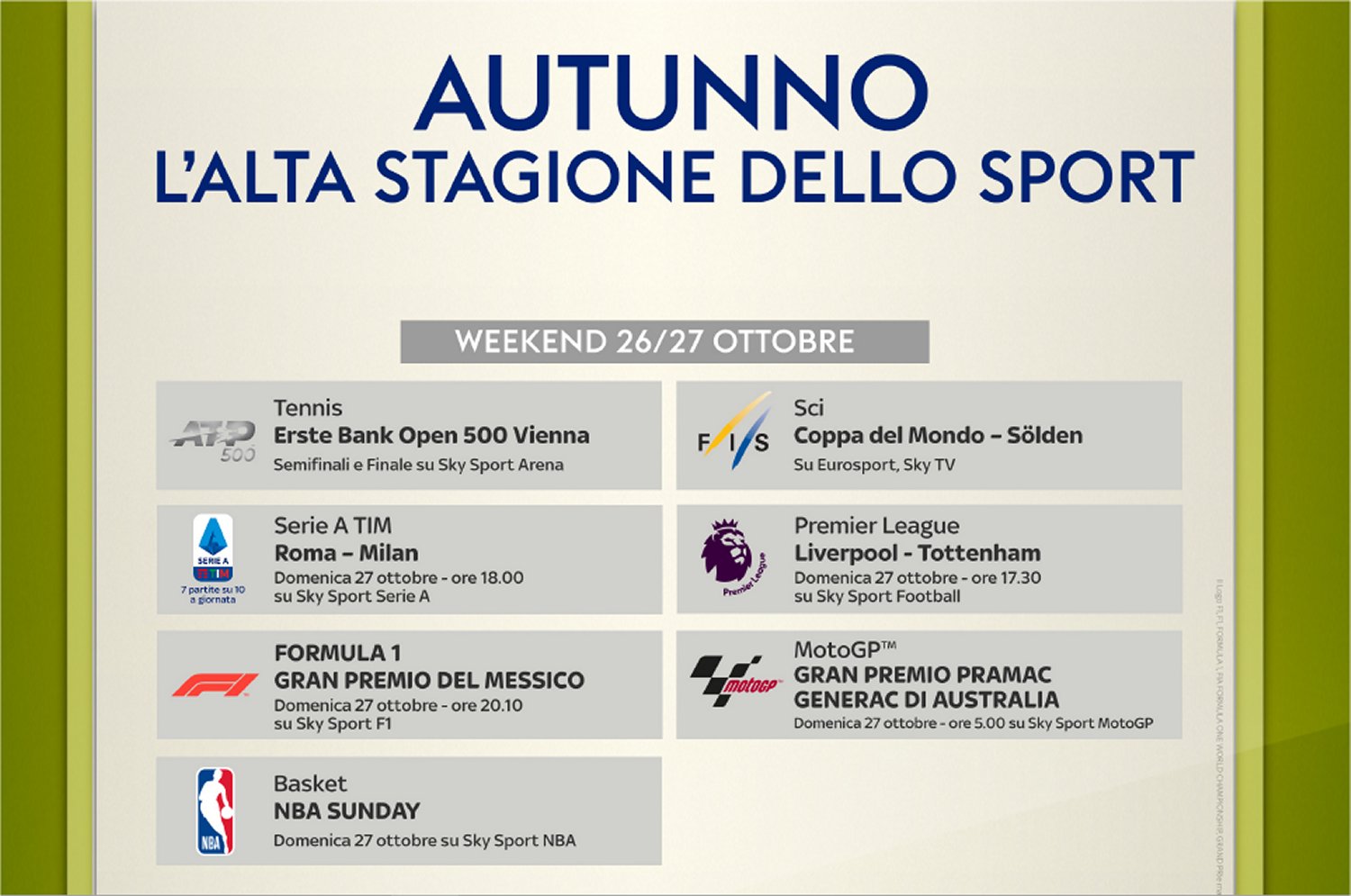 Su Sky Sport è alta stagione. In arrivo una domenica infinita