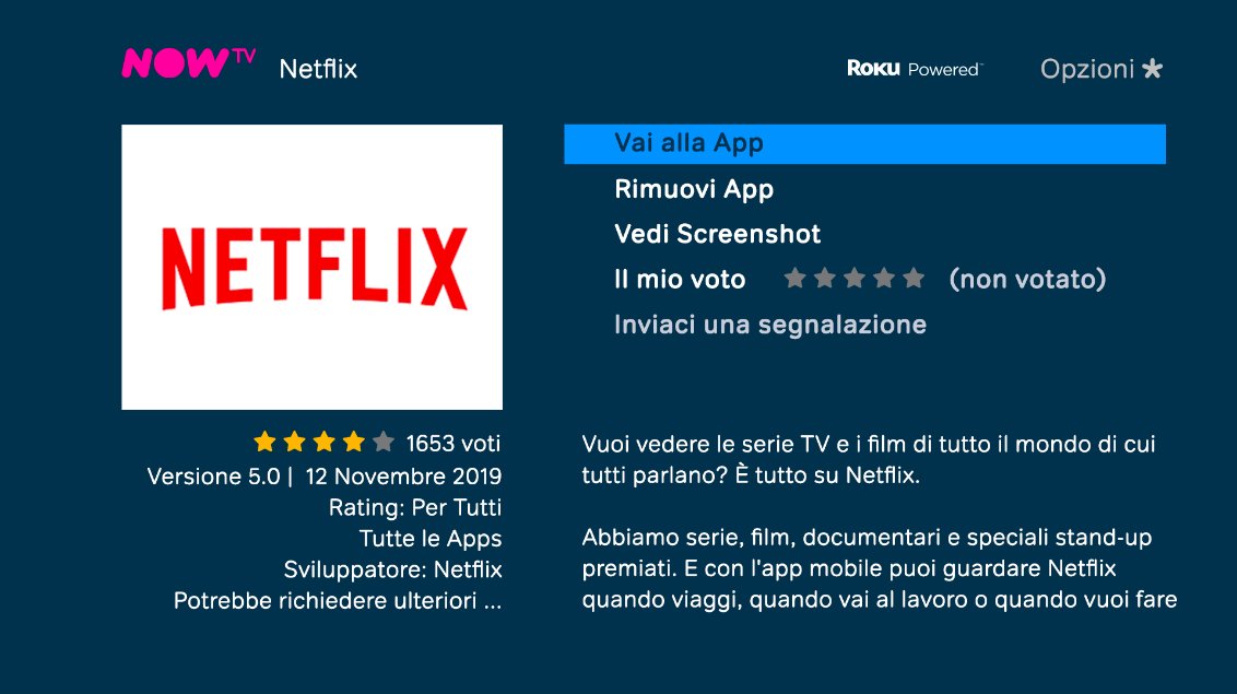 App Netflix arriva su NOW TV Smart Stick