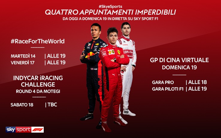 Sky Sport, un super weekend con le gare virtuali di eSports IndyCar e F1