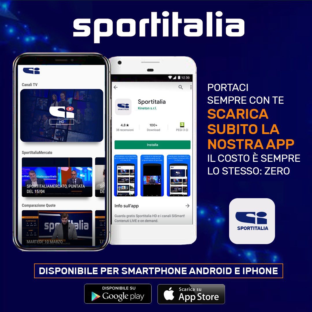 Sportitalia lancia App Android e Iphone con live streaming e on demand 