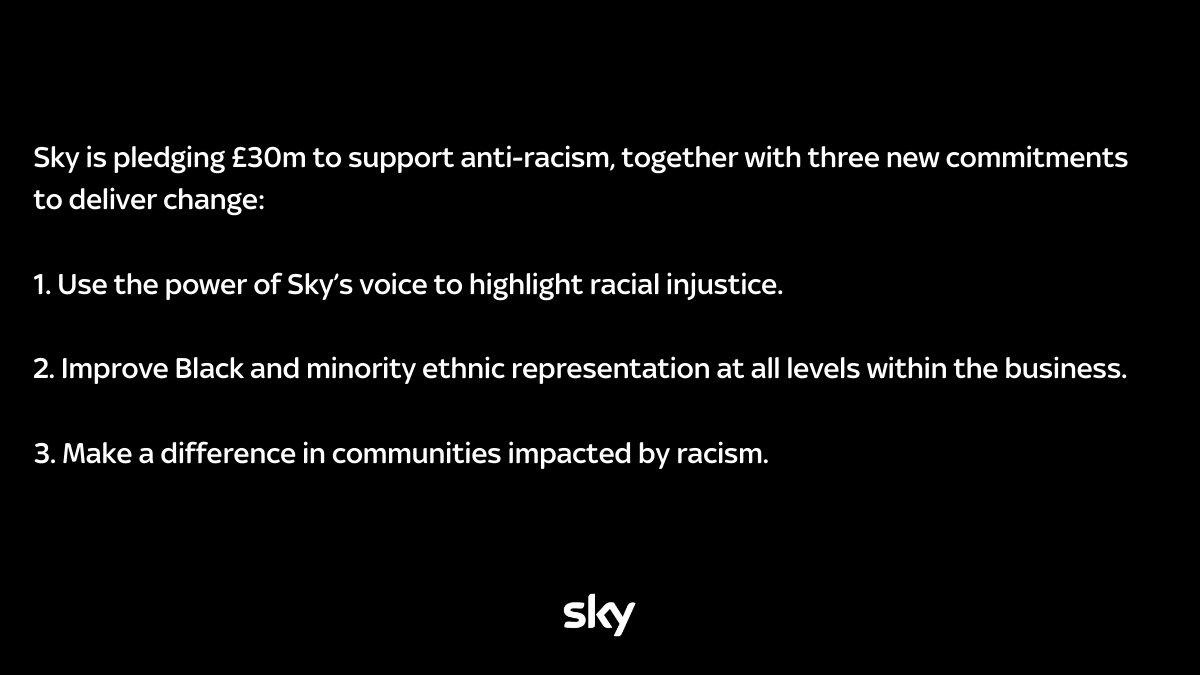 Gruppo Sky stanzia risorse per supportare la lotta contro ingiustizia razziale