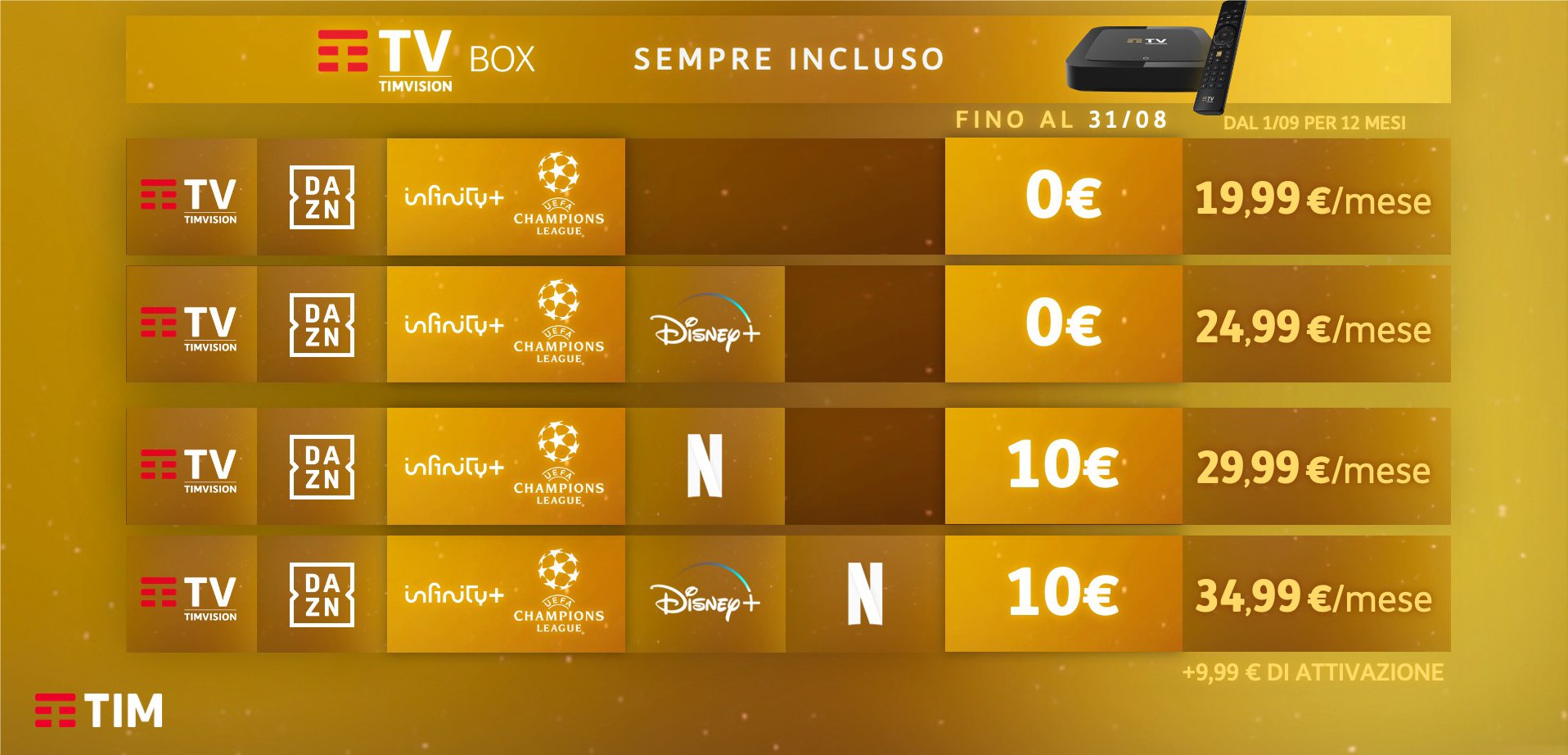 TimVision svela offerte Calcio con DAZN, Discovery+, Infinity+, Disney+, Netflix