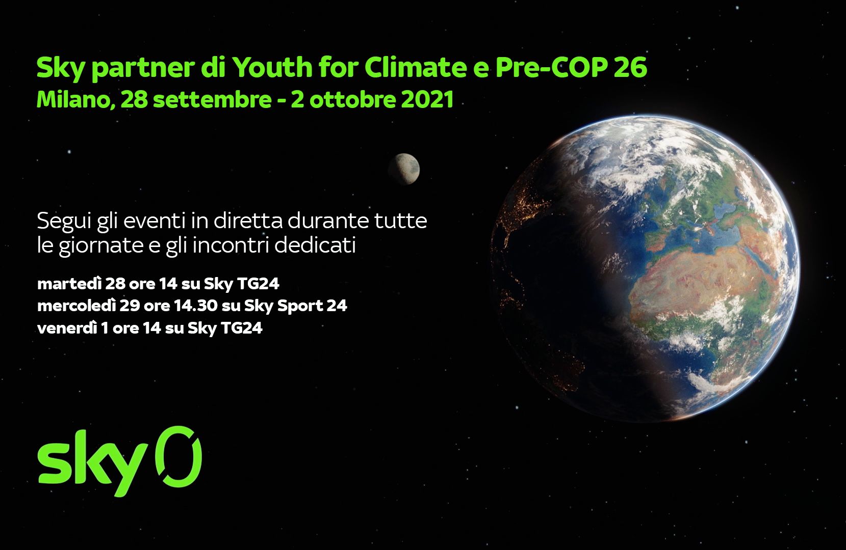 Sky per la sostenibilità ambientale con Youth4Climate e Pre-COP26