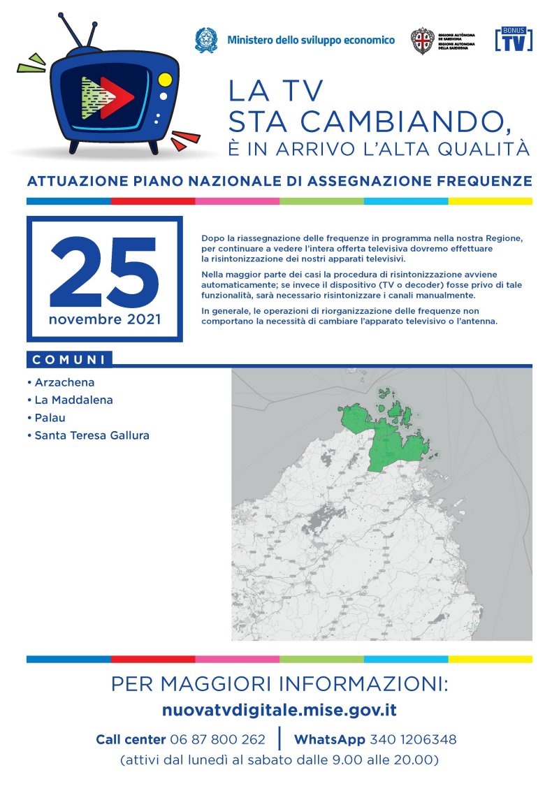Banda 700 e refarming frequenze Digitale Terrestre Sardegna (Gallura, 25 e 26 Novembre 2021)