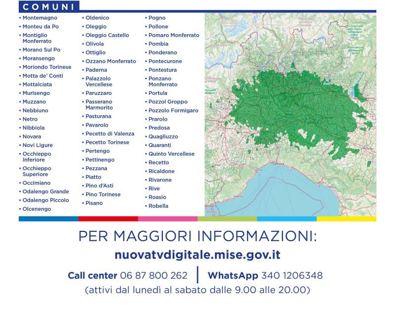 Rilascio banda 700 e refarming frequenze Digitale Terrestre Piemonte (8 Marzo 2022)