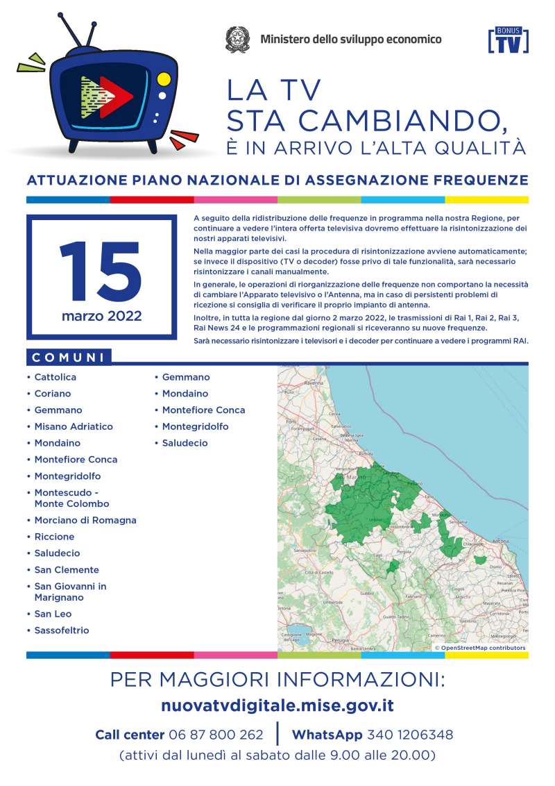 Rilascio banda 700 e refarming frequenze Digitale Terrestre Emilia Romagna (15 Marzo  2022)