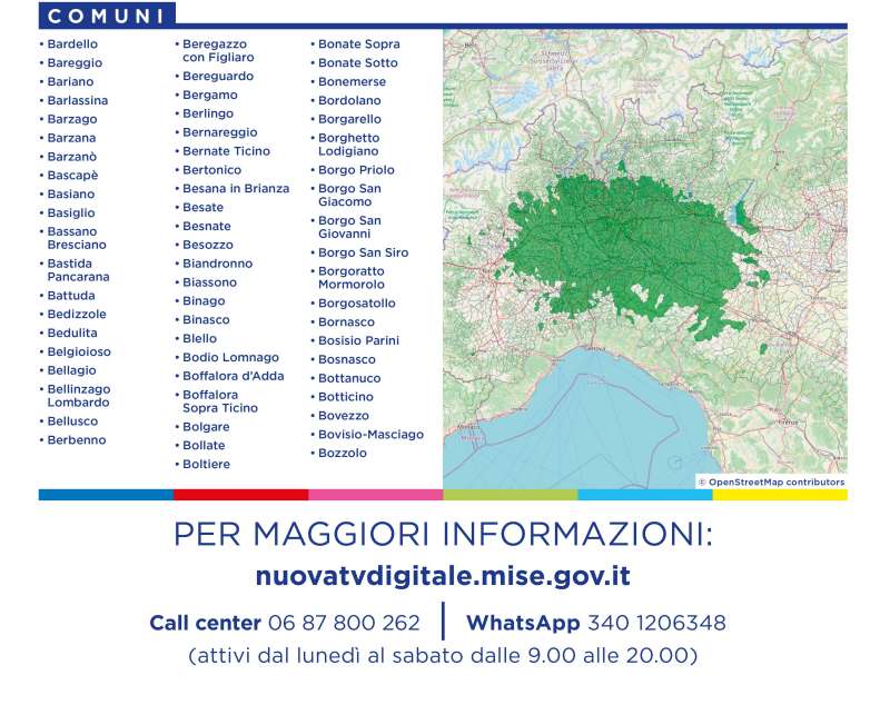 Rilascio banda 700 e refarming frequenze Digitale Terrestre Lombardia (8 Marzo 2022)