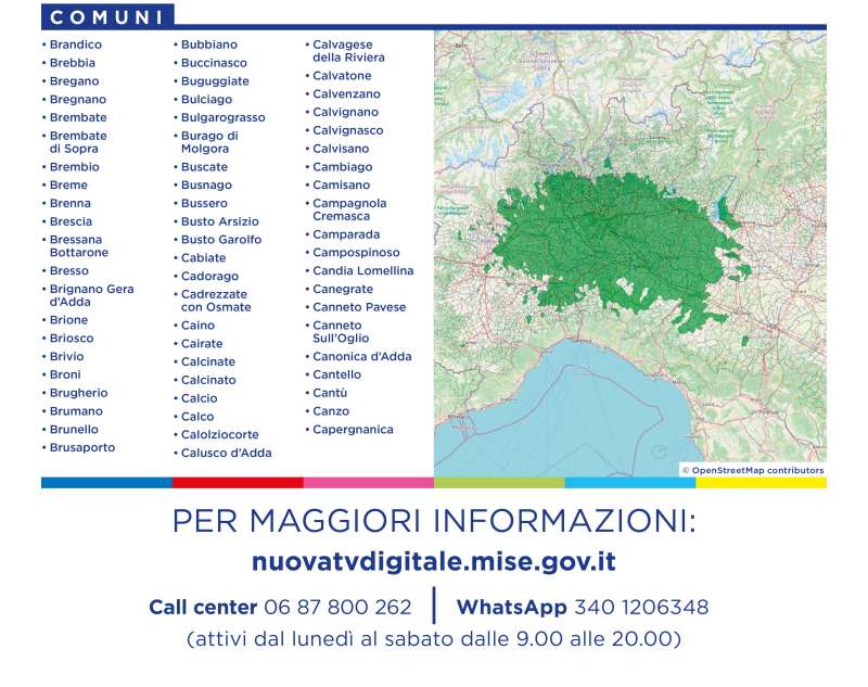 Rilascio banda 700 e refarming frequenze Digitale Terrestre Lombardia (8 Marzo 2022)