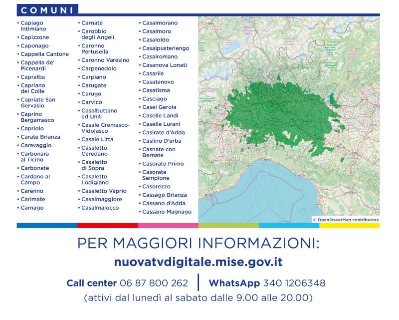 Rilascio banda 700 e refarming frequenze Digitale Terrestre Lombardia (8 Marzo 2022)