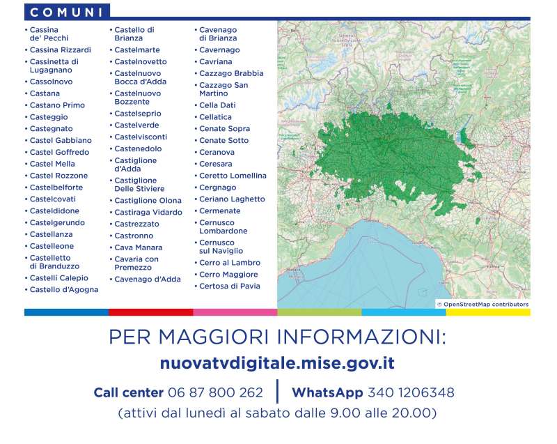 Rilascio banda 700 e refarming frequenze Digitale Terrestre Lombardia (8 Marzo 2022)