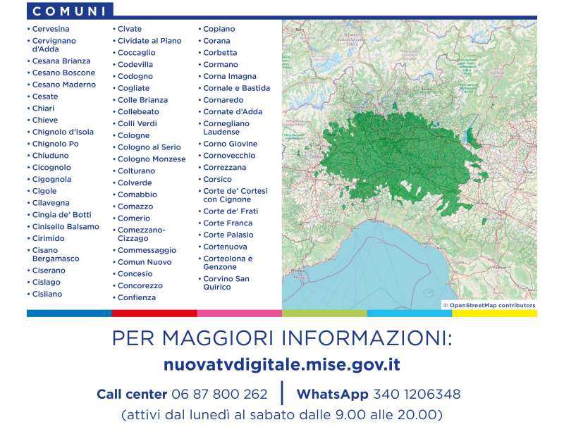 Rilascio banda 700 e refarming frequenze Digitale Terrestre Lombardia (8 Marzo 2022)