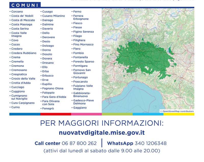 Rilascio banda 700 e refarming frequenze Digitale Terrestre Lombardia (8 Marzo 2022)