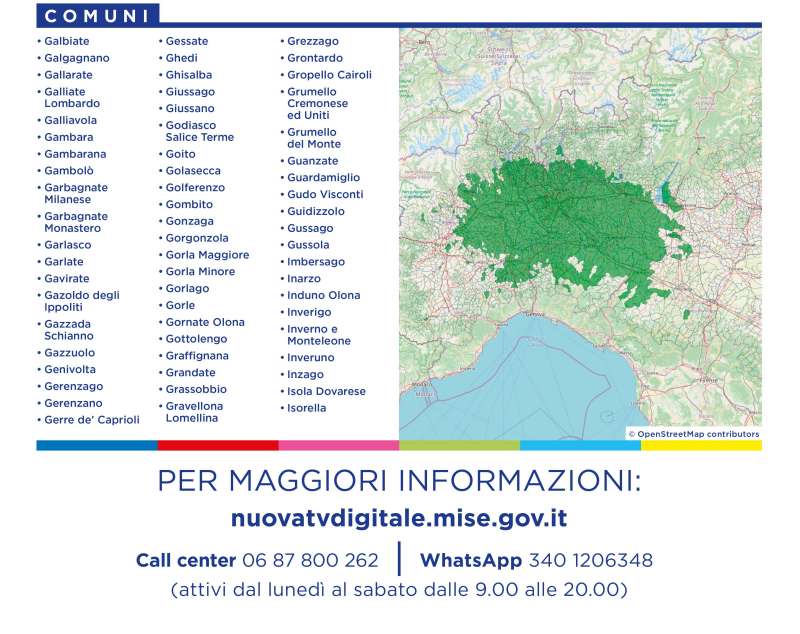Rilascio banda 700 e refarming frequenze Digitale Terrestre Lombardia (8 Marzo 2022)