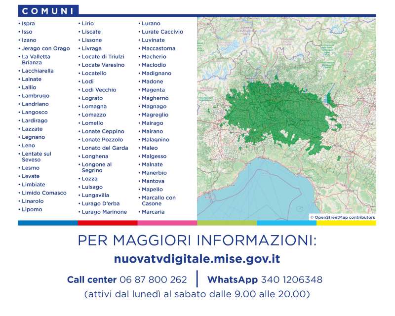 Rilascio banda 700 e refarming frequenze Digitale Terrestre Lombardia (8 Marzo 2022)