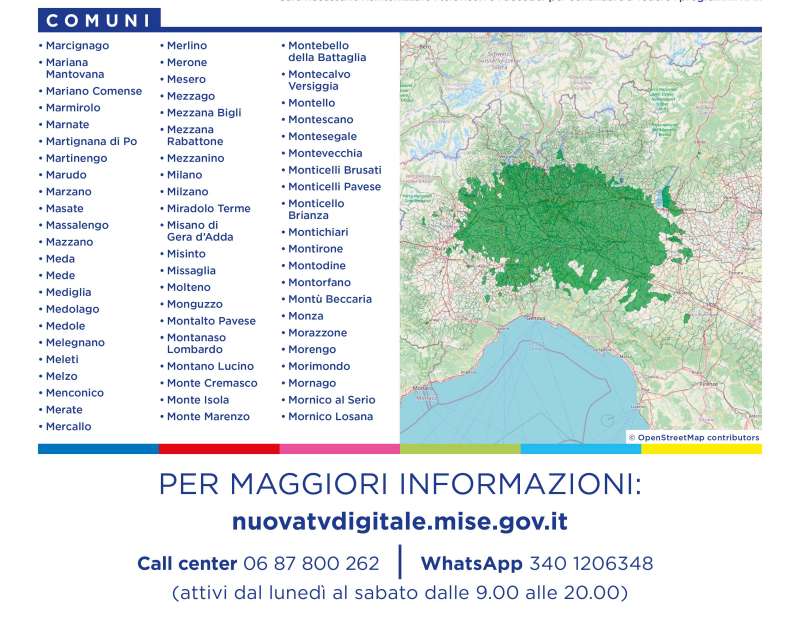 Rilascio banda 700 e refarming frequenze Digitale Terrestre Lombardia (8 Marzo 2022)