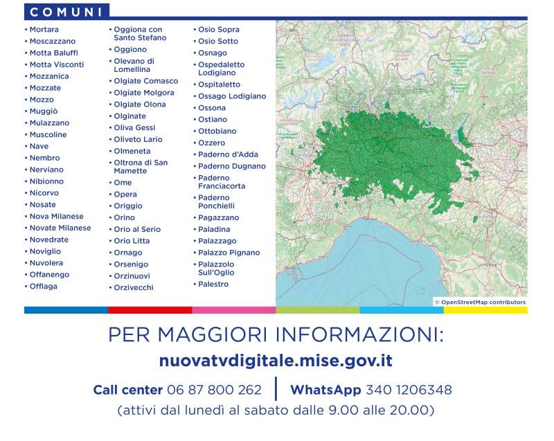 Rilascio banda 700 e refarming frequenze Digitale Terrestre Lombardia (8 Marzo 2022)