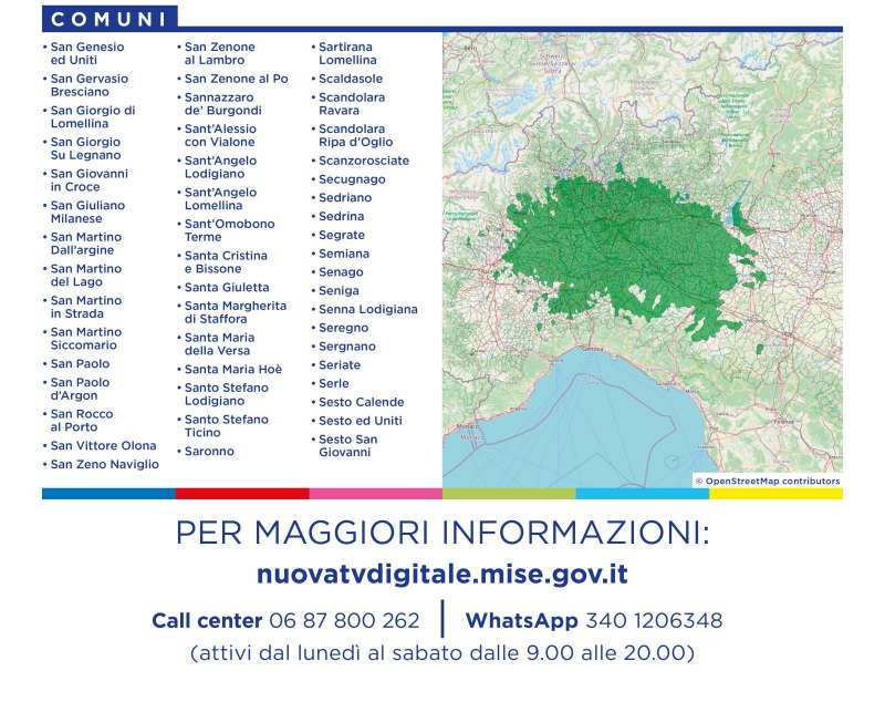 Rilascio banda 700 e refarming frequenze Digitale Terrestre Lombardia (8 Marzo 2022)