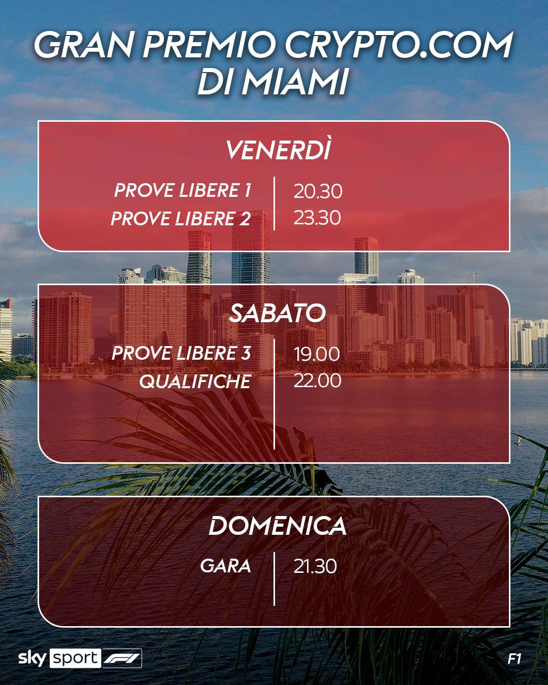Sky Sport F1 - a Miami doppio appuntamento con Formula 1 e W Series (in streaming su NOW)