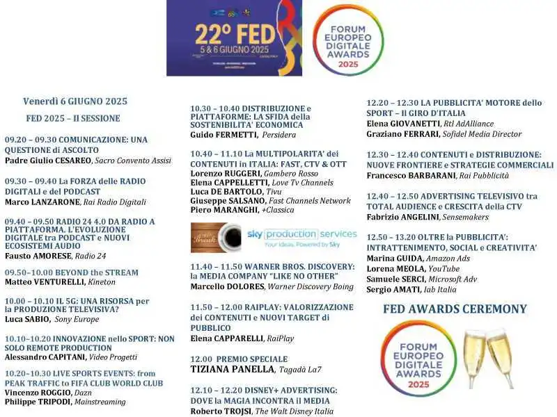 22° Forum Europeo Digitale 5-6 Giugno 2025 a Lucca: Innovazione e Tecnologie Emergenti #FED2025