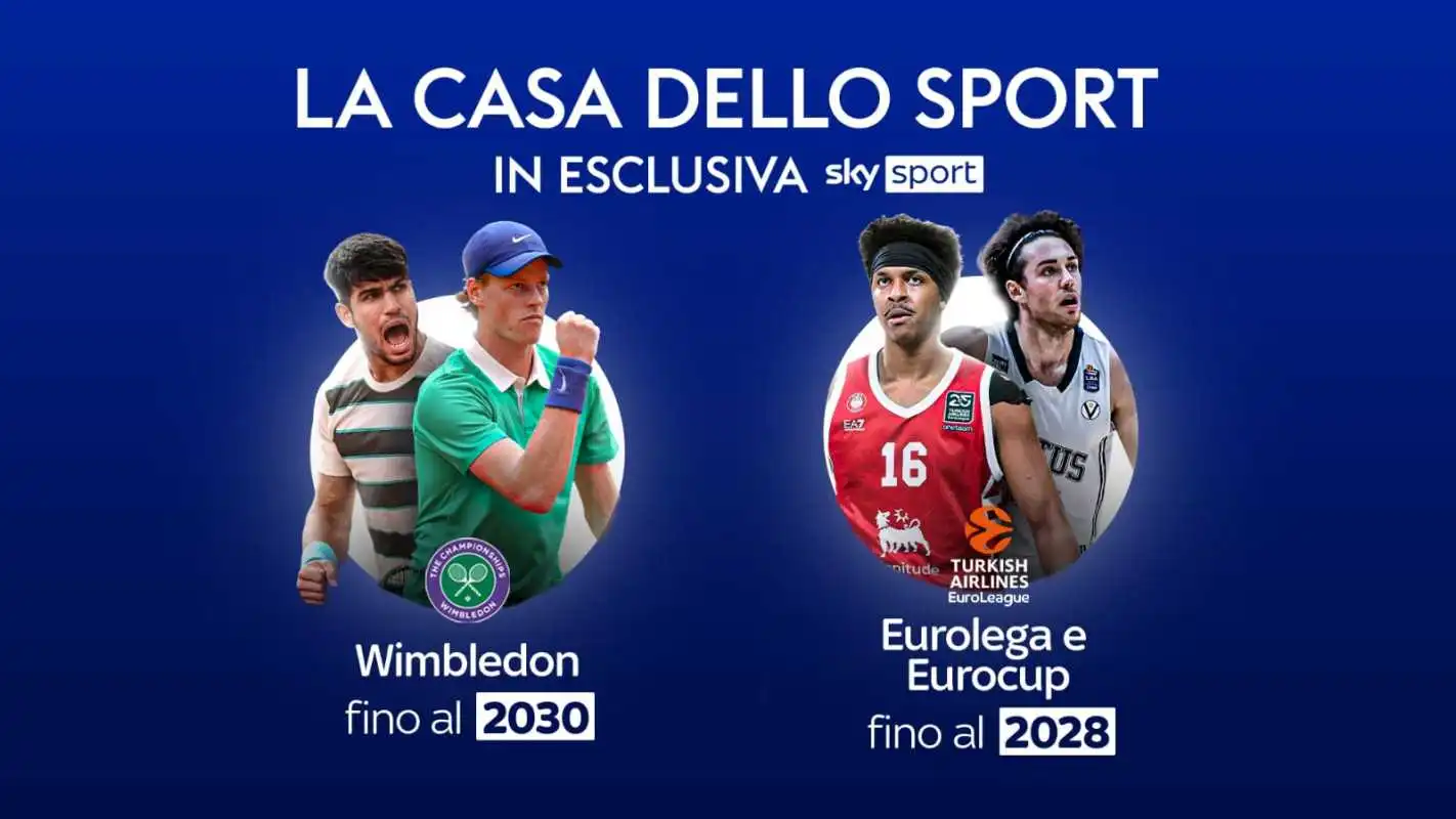 Estate Sky Sport sempre più ricca con Wimbledon ed Eurolega in esclusiva anche nei prossimi anni