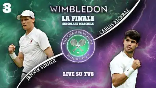 Tennis, Wimbledon FINALE 2025 🎾Sinner - Alcaraz (diretta Sky Sport, streaming NOW, in chiaro TV8)