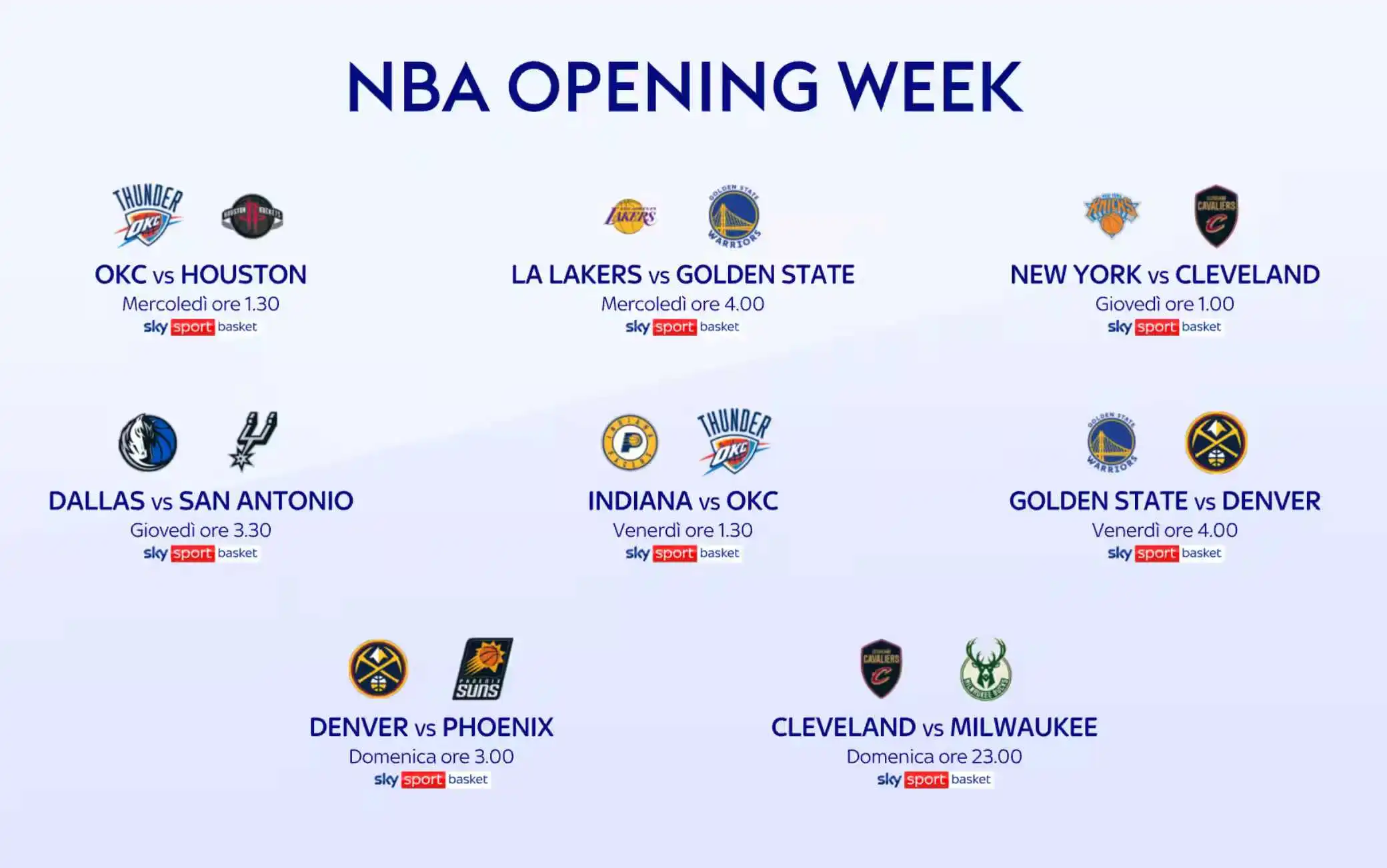 Immagine nel testo correlata a: NBA 2025 al via su Sky Sport Basket e NOW: calendario, telecronisti e partite in diretta (22 - 28 Ottobre)