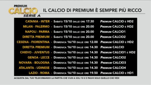 7a giornata di Serie A: Mediaset Premium - Programma e Telecronisti (e Diretta Premium) 7a giornata di Serie A: Mediaset Premium - Programma e Telecronisti (e Diretta Premium)