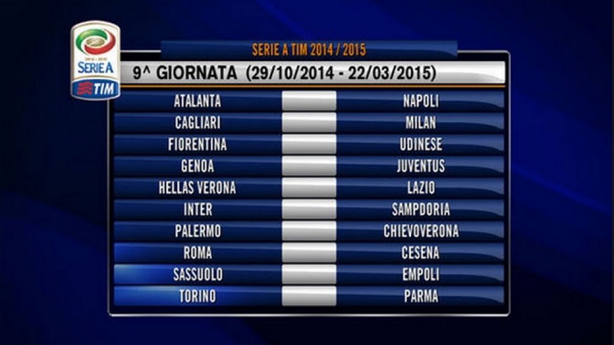 Serie A 9a giornata in diretta tv su Sky Sport HD e Premium Calcio