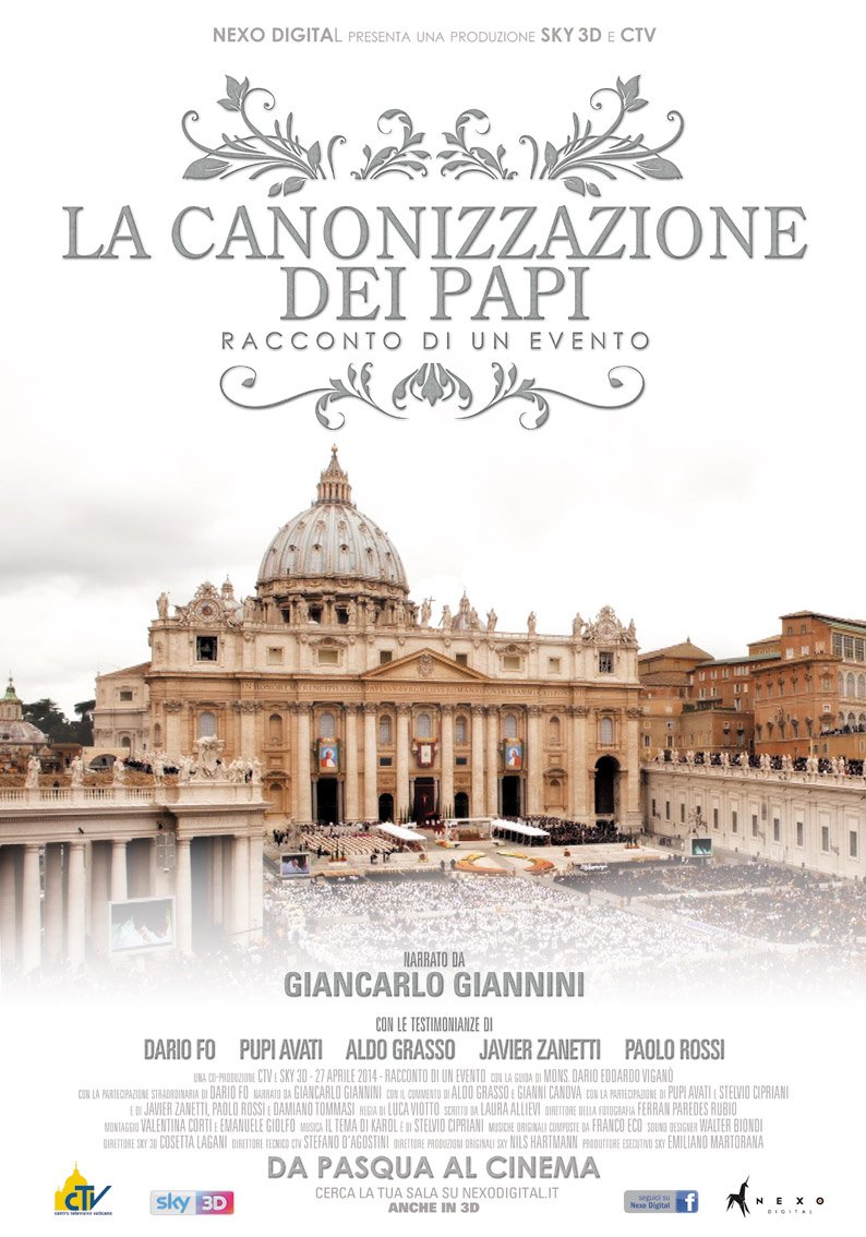 La Canonizzazione dei Due Papi (a cura di Sky 3D) arriva nei cinema