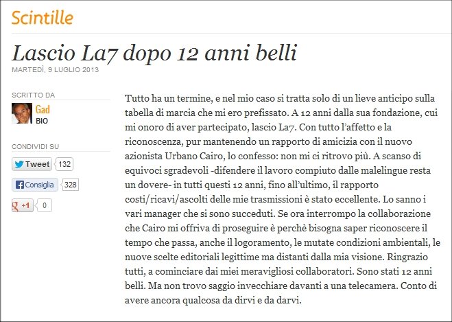 Immagine di Gad Lerner lascia La7 dopo 12 anni: &#039;&#039;Non mi ci ritrovo più&#039;&#039;