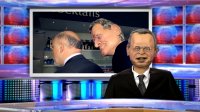Gli Sgommati di Sky in un bar di Roma con Luigi Lusi e il pupazzo di Rutelli