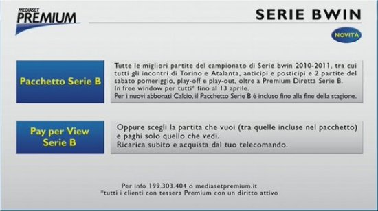Mediaset Premium: Serie B in omaggio fino al 14 Aprile per i già clienti Immagine nel testo correlata a: Mediaset Premium: Serie B in omaggio fino al 14 Aprile per i già clienti