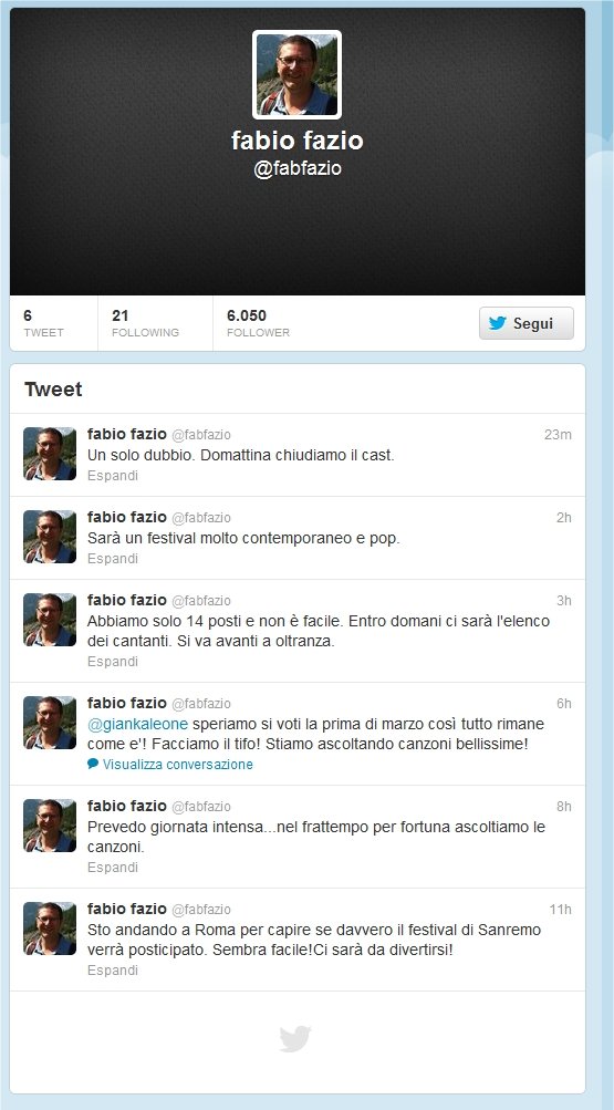 Immagine di Sanremo, Fazio twitta scongiuri ma le elezioni incombiono e il cda Rai tace