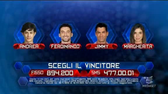 Grande Fratello 11 - Finale: vincerà Andrea, Jimmy, Margherita o Ferdinando?