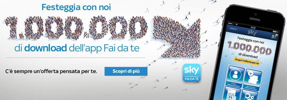 1.000.000 di download per l'app Fai da te dedicata ai clienti Sky