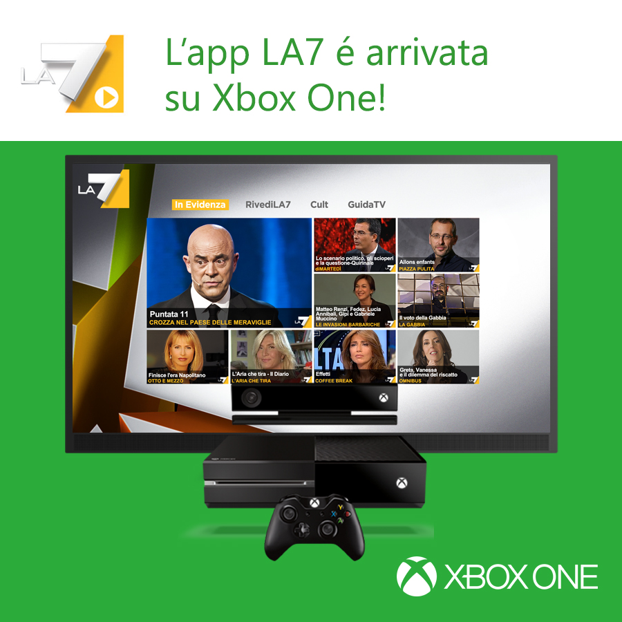 L'app La7 disponibile per tutti gli utenti Microsoft Xbox One