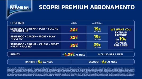 Infinity entra nell'offerta commerciale di Mediaset Premium