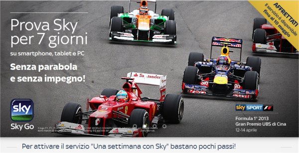 Sky offre ai non clienti la prova per 7 giorni di Sky Go al costo di 2 Euro