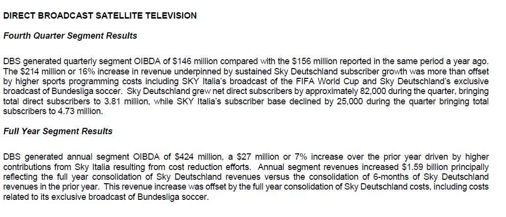 Calo di 25mila abbonati Sky Italia (21st Century Fox | 4th Quarter Fiscal 2014)
