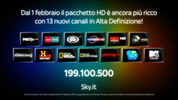 13 nuovi canali in HD sulla piattaforma Sky dal 1° Febbraio 2012