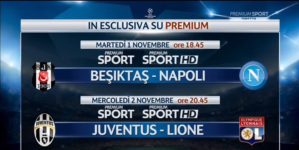 Foto - Premium Sport, Champions Diretta 4a Giornata - Palinsesto e Telecronisti Mediaset