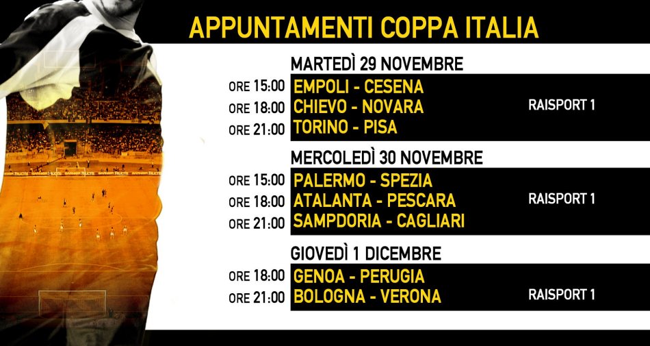 Rai Sport, Coppa Italia Tim Cup 2016/2017 4 Turno - Programma e Telecronisti - immagine di copertura per i programmi TV
