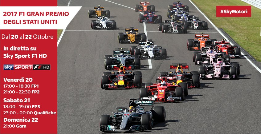 Sky Sport F1 HD Gp Stati Uniti, Palinsesto 19 - 22 Ottobre 2017 - #SkyMotoriRock - immagine di copertura per i programmi TV