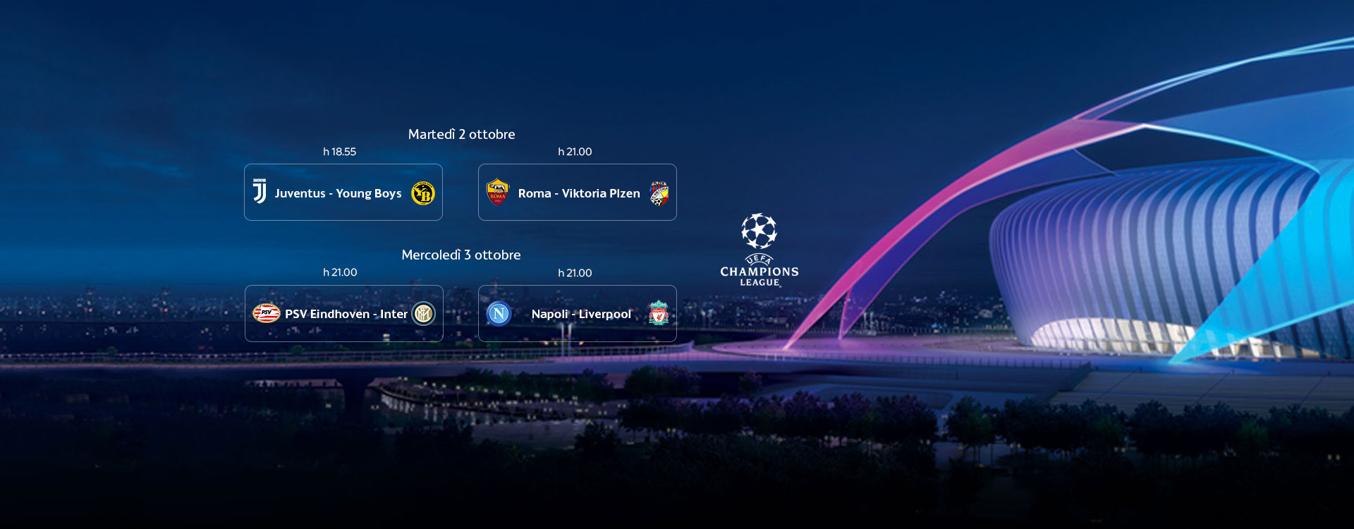 Sky Sport Champions 2a Giornata, Diretta Esclusiva | Palinsesto e Telecronisti - immagine di copertura per i programmi TV