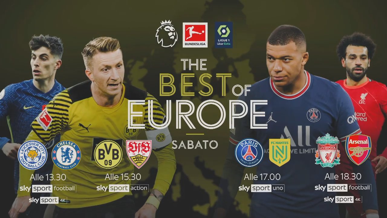 Calcio Estero Sky Sport, Premier, Bundesliga, Ligue 1 (dal 19 al 22 Novembre) - immagine di copertura per i programmi TV