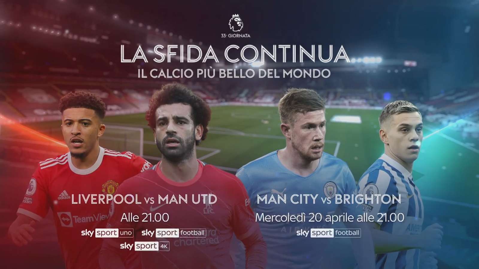 Calcio Estero Sky Sport, Premier, Bundesliga, Ligue 1 (dal 19 al 21 Aprile 2022) - immagine di copertura per i programmi TV