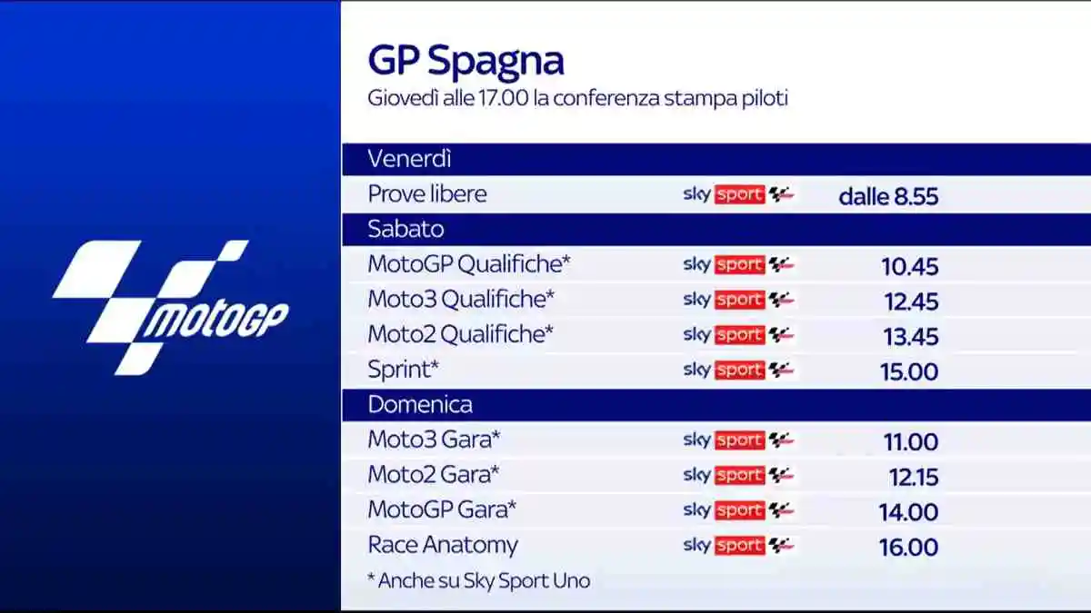 Foto - MotoGP 2024, diretta Gran Premio Spagna Sky Sport NOW TV8