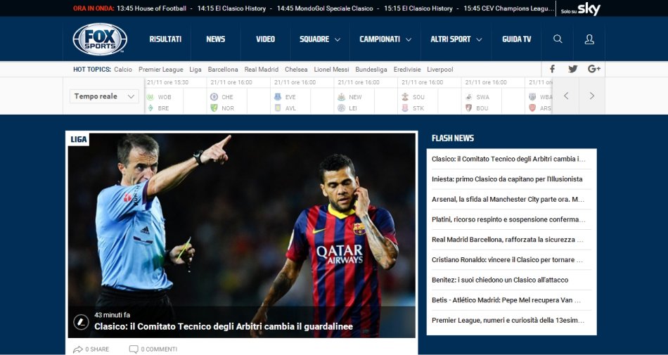 Nuovo sito per Fox Sports, il canale dei top player punta sul web
