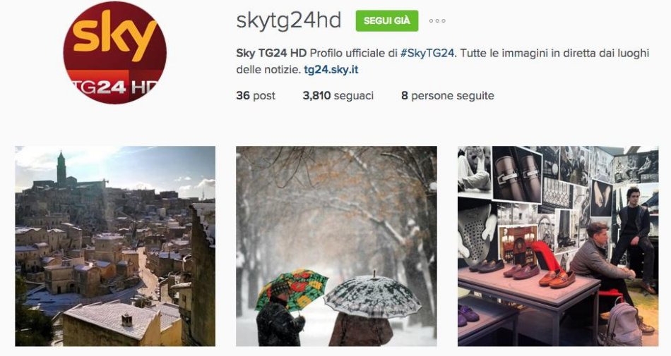 Foto - Sky TG24 HD arriva su Instagram, grazie alle foto l'informazione con tutte le notizie