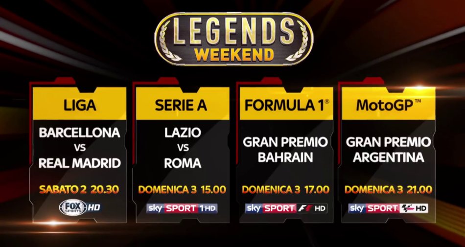 Visualizza: #SkyLegendsWE, un fine settimana di sport da leggenda solo con Sky Sport HD su Digital-News.it Immagine di #SkyLegendsWE, un fine settimana di sport da leggenda solo con Sky Sport HD - Scopri di più su Sky Italia